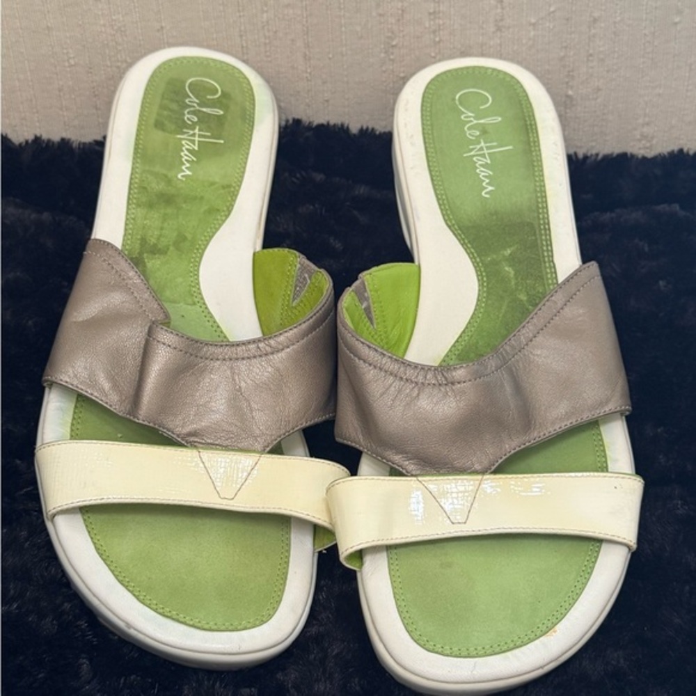 Cole Haan Women's Sandals in Silver and Cream-Size 10